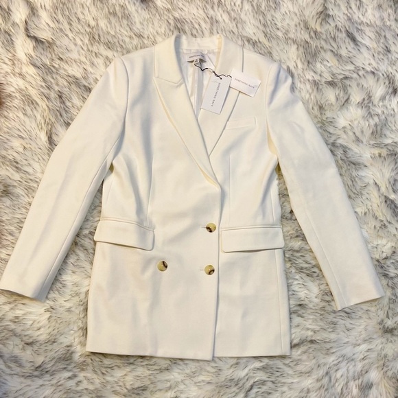 Something Navy Double-breasted Cream Blazer - Picture 2 of 9